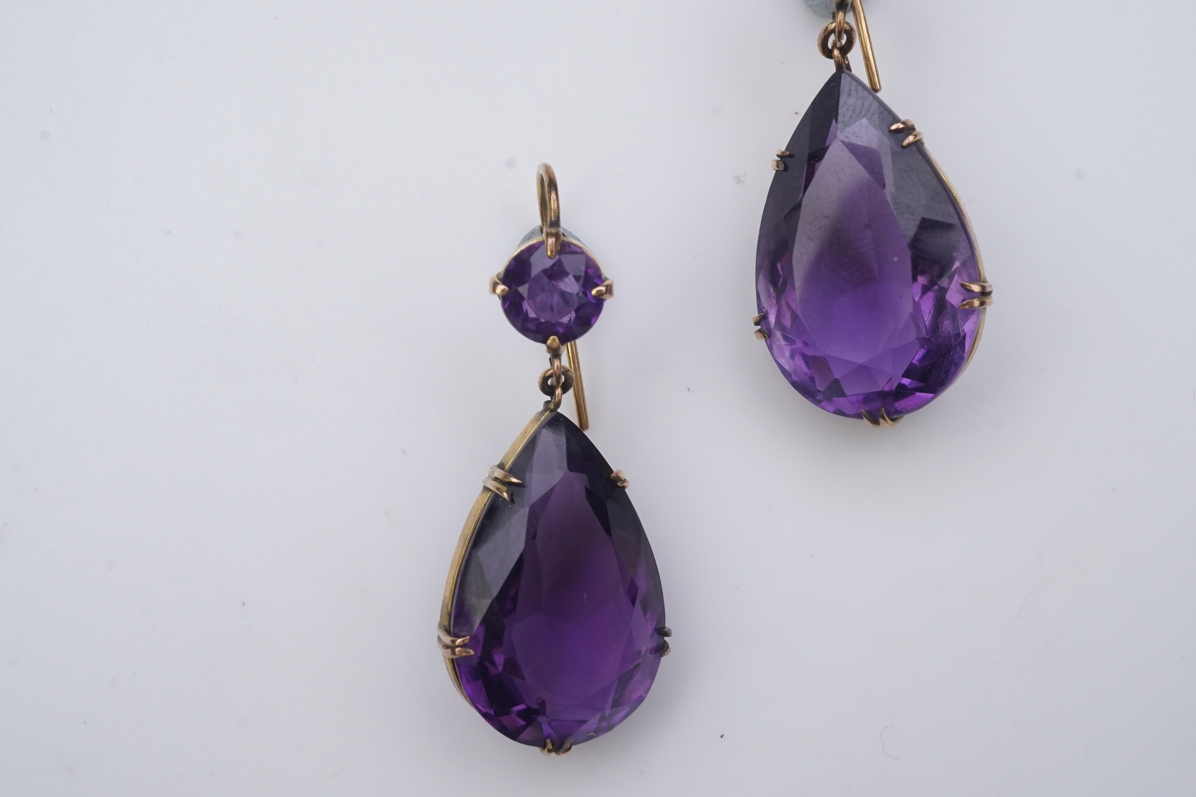 A pair of amethyst earrings, early 20th century